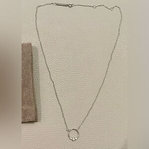 Zoe Chicco 14k white gold 14-15-16” circle pendant necklace with 3 diamonds